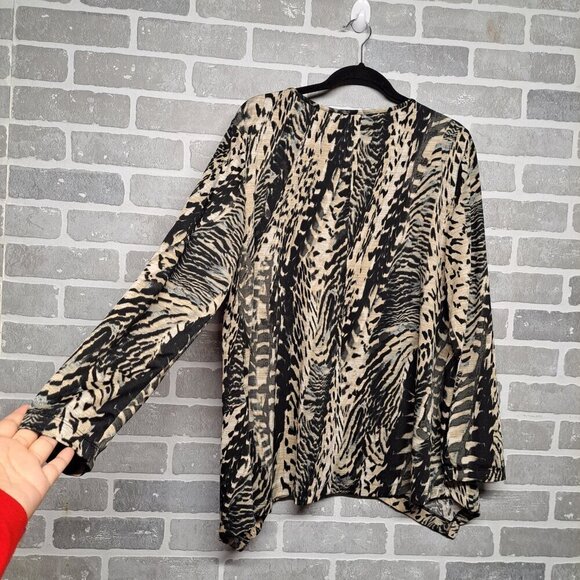 Notations Vintage Animal Print Womens Long Sleeve Plus Size Top Size 1X Safari - Picture 8 of 10